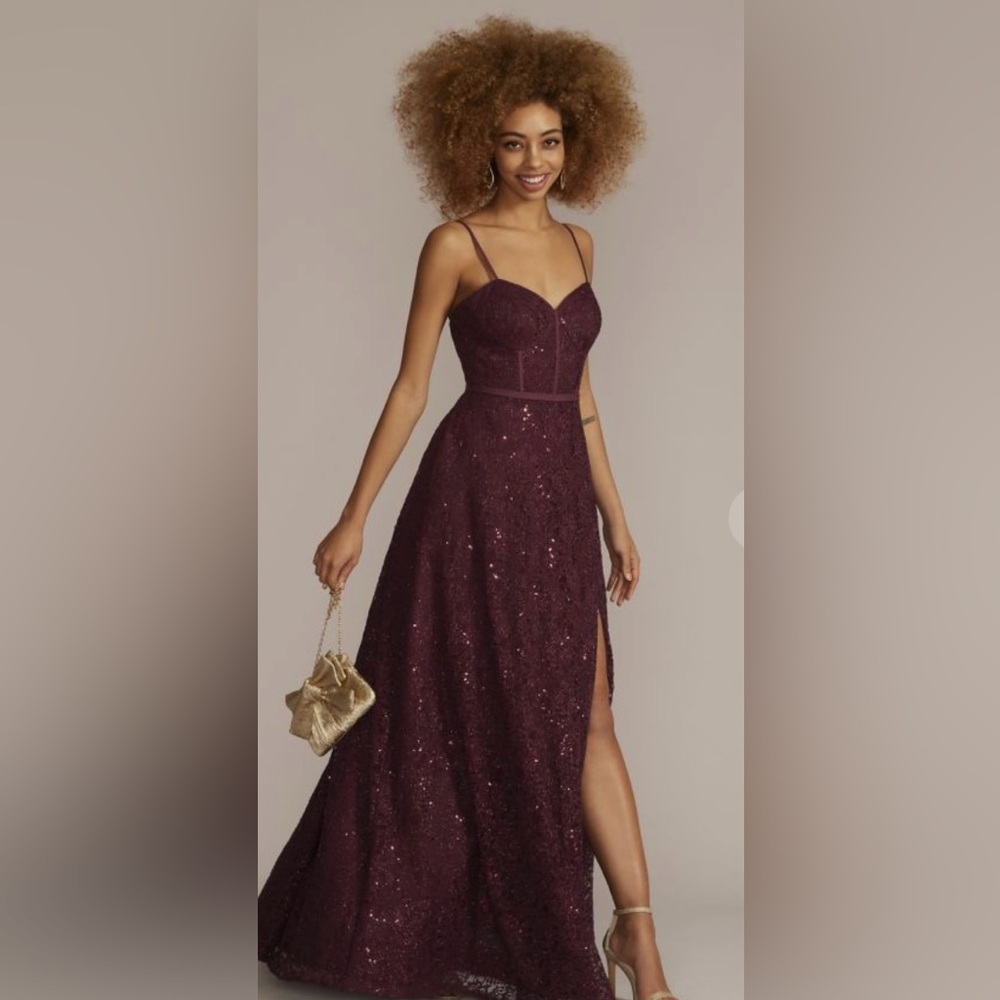 David’s Bridal Sparkle Lace Corset Dress